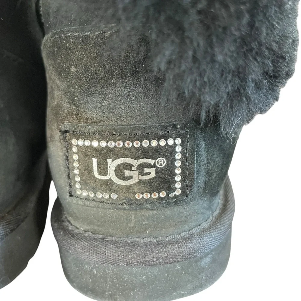 UGG Black Mini Bailey Button Bling Boots.  Size 8